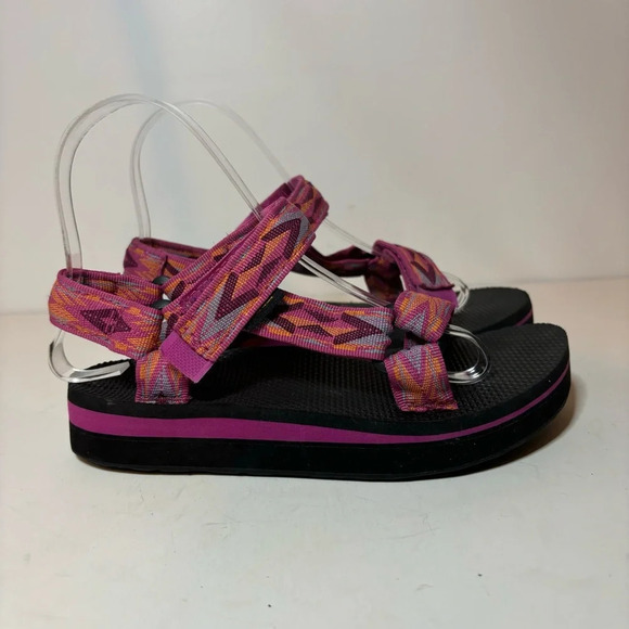 TEVA Women’s Midform Universal Sandals Diamond Festival Fuchsia Shoes Size 5 - Picture 2 of 10